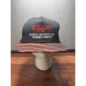 Exxon World Sports Car Championship Gas Oil Trucker Snapback Ball Cap Hat Vtg